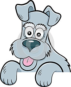 Cartoon illustration of a happy dog with it`s paws up..