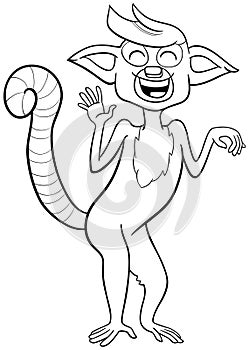 happy cartoon lemur primate animal character coloring page photo