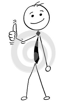 Cartoon Illustration of Happy Smiling Boss,Manager or Businessman Showing Thumbs Up Gesture