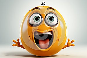 cartoon illustration of Happy, wacky emoticon with expressive face on white backdrop