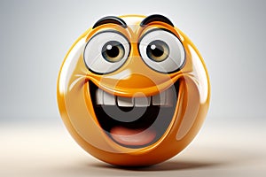 cartoon illustration of Happy, wacky emoticon with expressive face on white backdrop