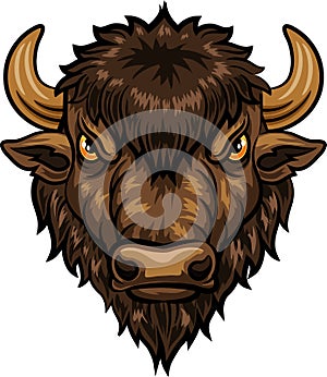 Cartoon illustration of head bison mascot