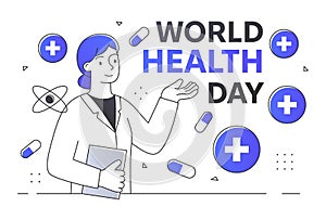 Cartoon illustration of a healthcare worker for World Health Day