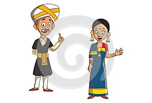 Cartoon Illustration Of Karnataka Couple
