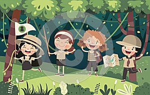 Cartoon Illustration Of Little Scouts