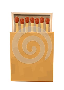 Cartoon illustration of matchbox with box and match