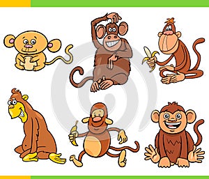 Monkeys and apes animal characters cartoon set photo
