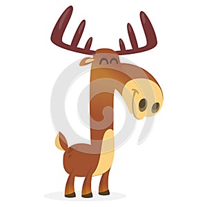 A cartoon illustration of a moose smiling.