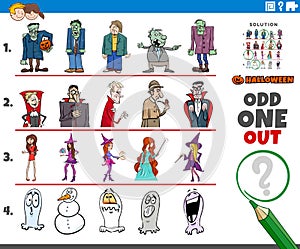 Odd one out picture game with Halloween characters