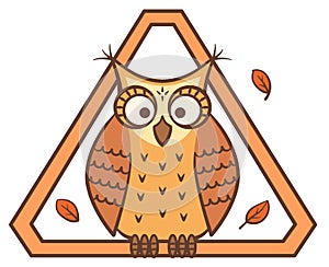Cartoon illustration of owl in autumn colors