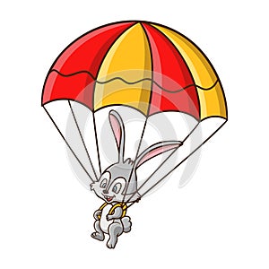 Cartoon illustration parachuting bunny