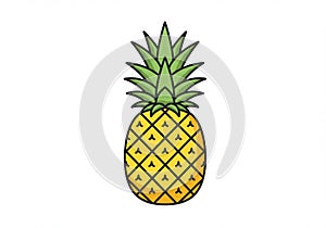 Cartoon illustration of a pineapple with a simplistic design. The fruit is depicted with a