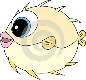 Cartoon illustration of a puffa fisher