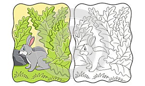 Diseno de pintura ilustraciones conejos cual Ellos son buscando comida refugio hojas de El gran un árbol porque de caliente el sol 