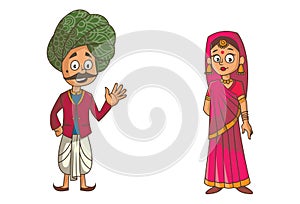 Cartoon Illustration Of Rajasthani Couple