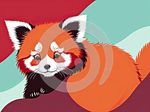 Cartoon illustration of Red Panda (Ailurus fulgens). Generative Ai
