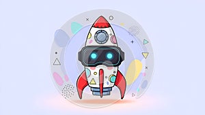 VR Rocket Virtual Reality Startup, Innovation, Metaverse Concept