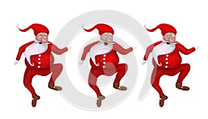 Cartoon Illustration set of Funny three Christmas Santa Clauses