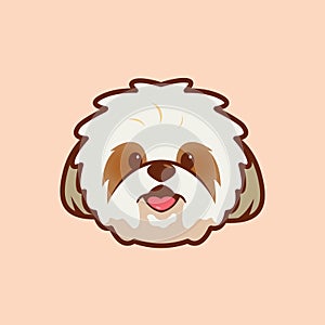 Cartoon illustration of shih tzu cute face. Vector illustration of shih tzu dog