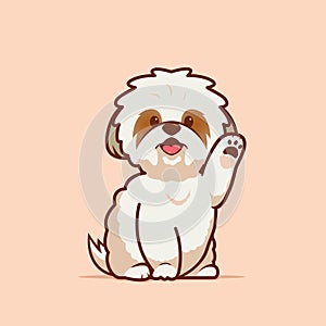 Cartoon illustration of shih tzu dog cute pose. Vector illustration of shih tzu dog