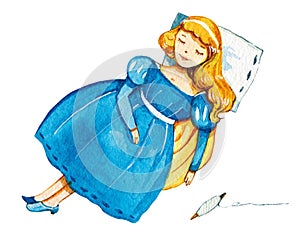 Cartoon illustration of Sleeping beauty