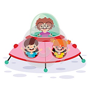 Cartoon Illustration Of A Spaceship