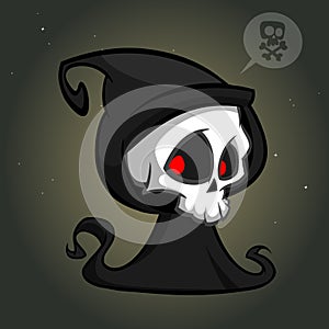 Cartoon illustration of spooky Halloween death skeleton character mascot isolated
