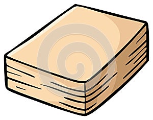 Cartoon illustration of a stack of paper sheets, document, book or notes