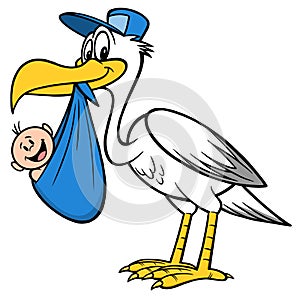 Stork Delivering a Baby Boy