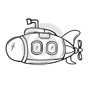 cartoon illustration of submarine isolated on white background.