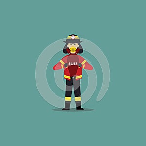 Cartoon Illustration of Super Fireman