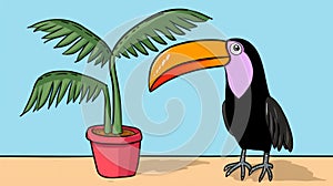 Perturbed Toucan: A Vibrant Cartoon Illustration By Allie Brosh photo