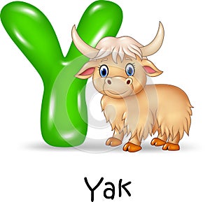 Cartoon illustration Y of letter for Yak Cartoon