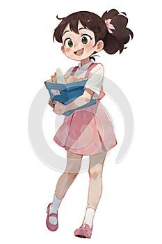 A cartoon illustration of a young delivery woman carrying packages for delivery