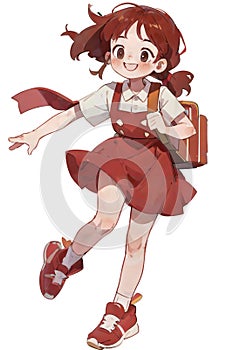 A cartoon illustration of a young delivery woman carrying packages for delivery