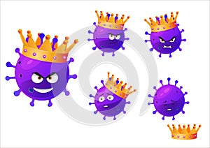 Cartoon Illustrations of the character virus covid