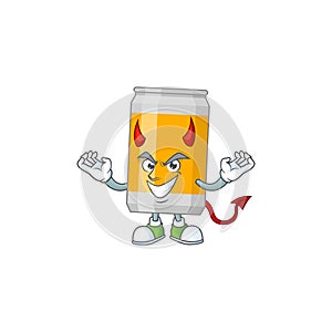 A cartoon image of beer can as a devil character