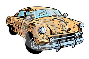 Cartoon image of broken down car cartoon