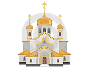 Cartoon image of christian church with gold design