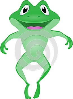 Cartoon image of a frog jumping happily to welcome rain