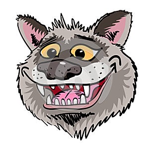 Cartoon image of grinning wolf face