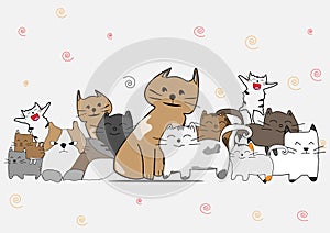 Cartoon image of a group of cats in various poses 1