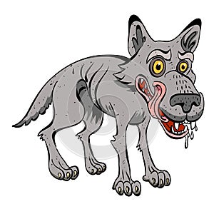 Cartoon image of hungry wolf