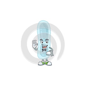 A cartoon image of klebsiella pneumoniae as a waiter character ready to serve