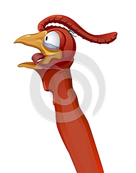 Cartoon image of a portrait of a funny cartoon turkey traditional Thanksgiving