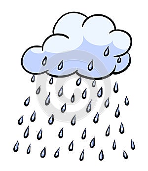 Cartoon image of Rain Icon. Cloud rain symbol. Modern forecast s