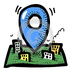 Cartoon image of Route Icon. Localization symbol