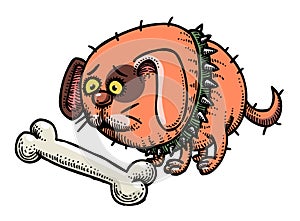 Cartoon image of small fat dog