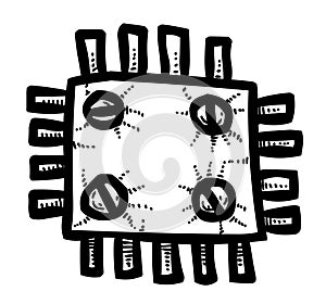 Cartoon image of Technology Icon. Microchip symbol