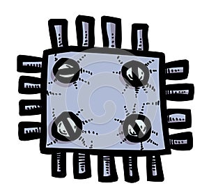 Cartoon image of Technology Icon. Microchip symbol
